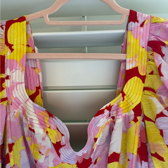 Anthropologie Red and Yellow Floral Kids Dress - Picture 3 of 5